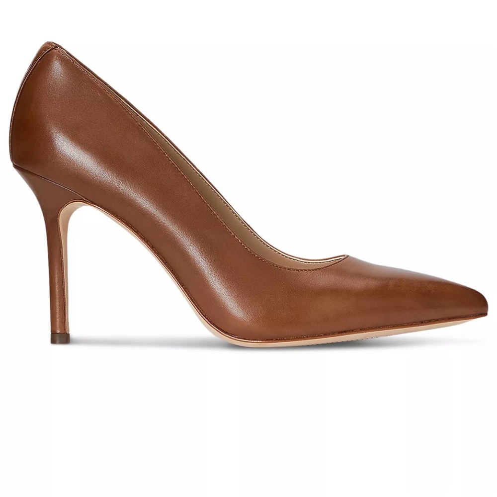 Ralph Lauren Lindella II Pointed Toe Cognac Leather Pumps Size 7.5